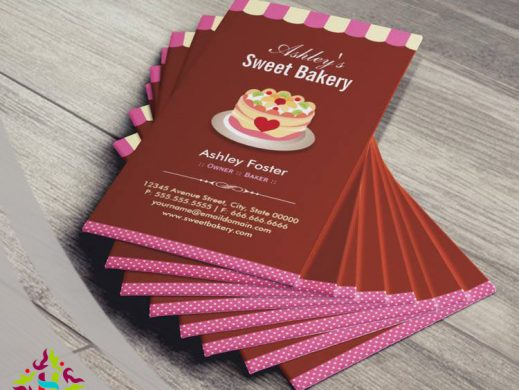Ashley's Sweet Bakery business cards mock-up, professional printing design.